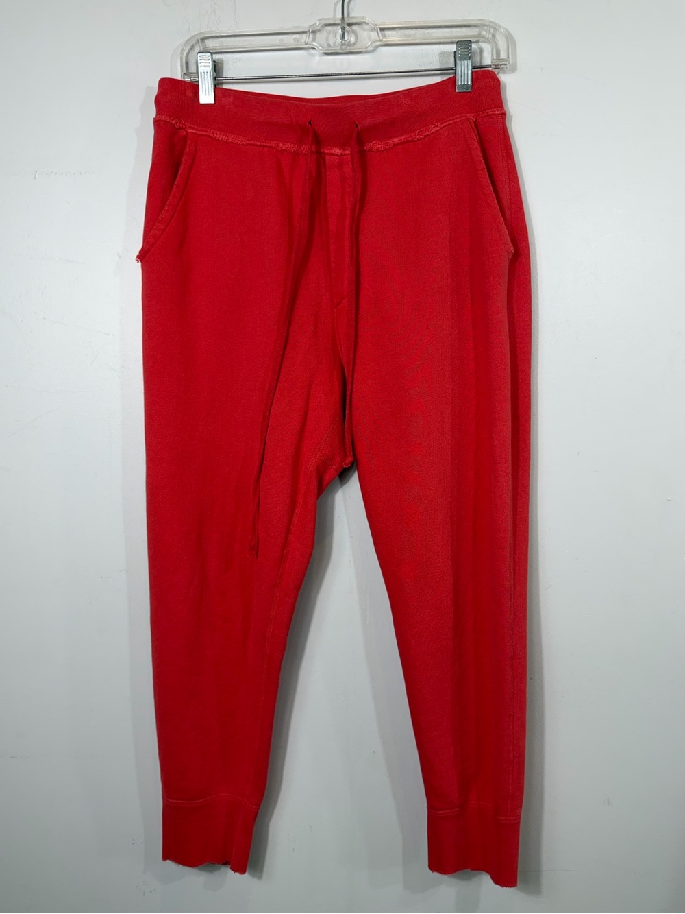 Nili Lotan Red Cotton Drawstring Jogger Sweatpants Size XS USA Made